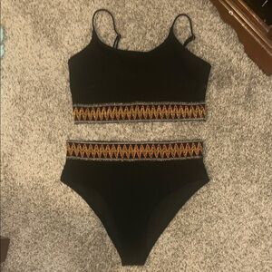 Trendy Black high wasted two piece with Vibrant Trim xxl